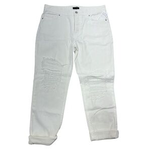 AFRM Jeans White Distressed Ripped Crop Button Fly High‎ Waist Cotton Denim 27